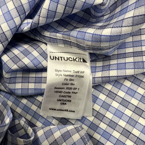 UNTUCKit Men’s Durif Slim Long Sleeve Blue SLIM FIT Wrinkle Free Shirt  XLarge - Picture 5 of 12
